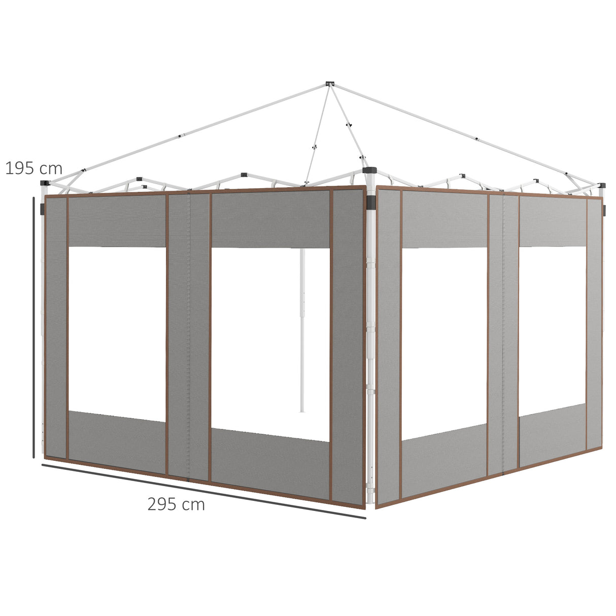 easycomfort easycomfort set 2 pareti per gazebo 3x6m e 3x3 m in tessuto oxford con finestre e cerniere 295x195cm grigio