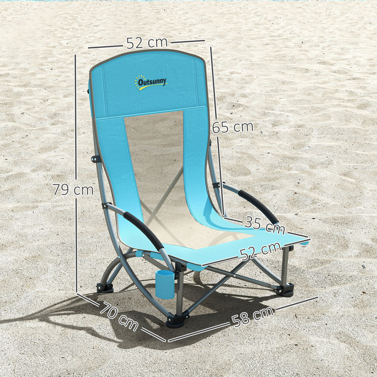easycomfort easycomfort set 2 sedie da spiaggia pieghevoli con braccioli con portabicchieri e borsa di trasporto blu
