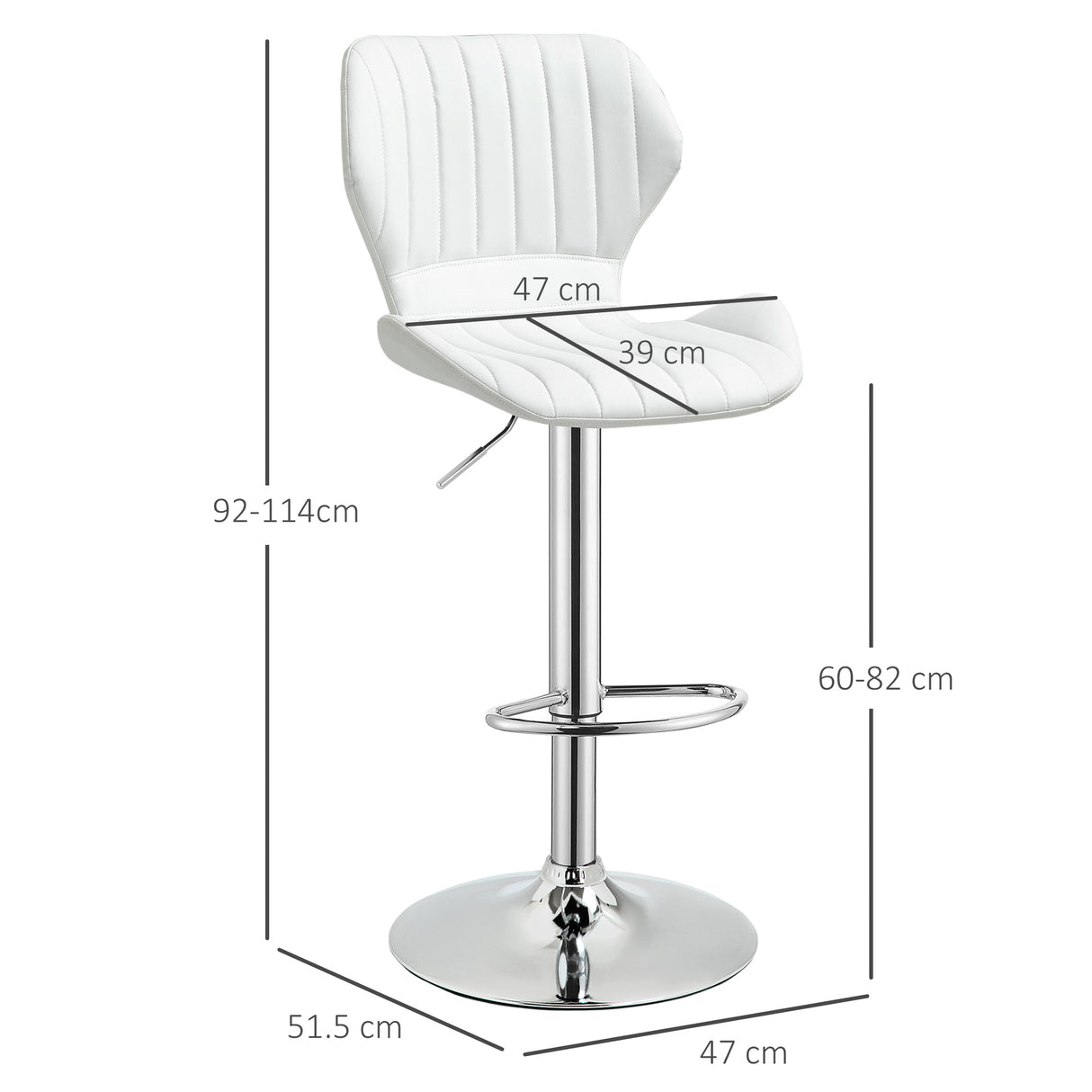 easycomfort easycomfort set 2 sgabelli da bar ergonomici ad altezza regolabile con poggiapiedi 47x51 5x92 114 cm bianco