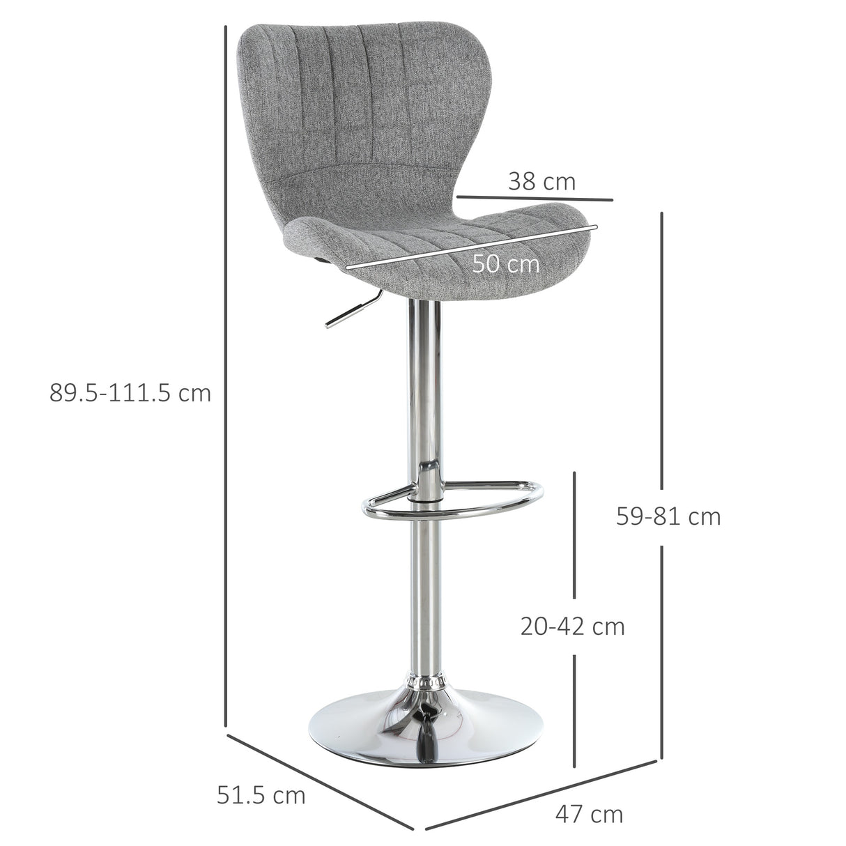 easycomfort easycomfort set 2 sgabelli da bar girevoli con altezza regolabile poggiapiedi e schienale in tessuto grigio