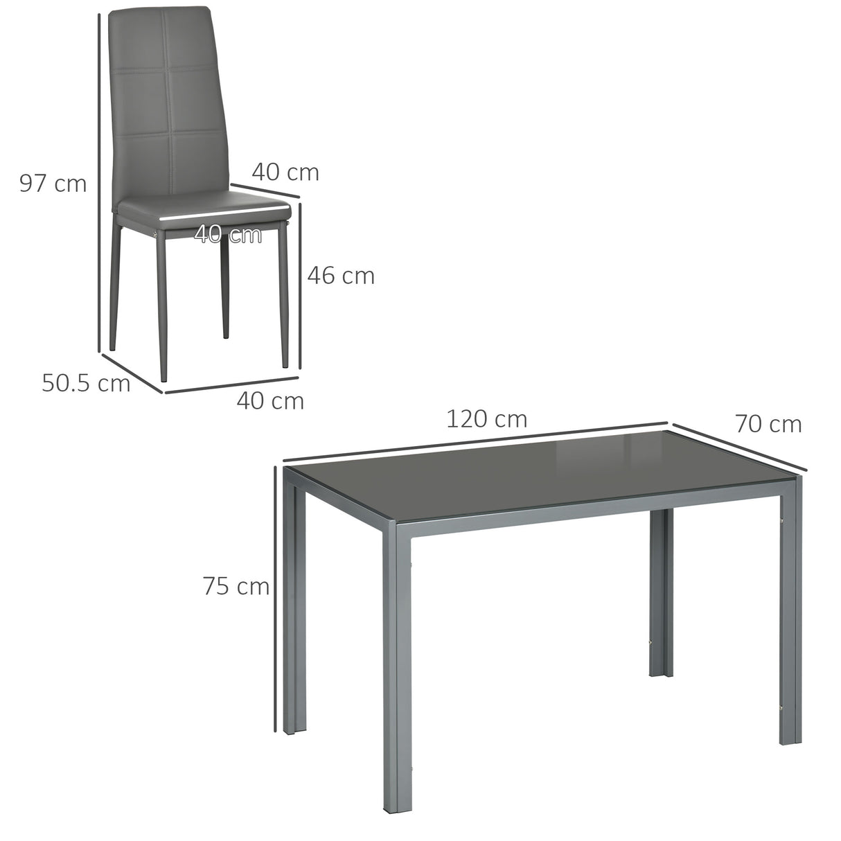easycomfort easycomfort set da pranzo 5 pezzi con 1 tavolo da pranzo e 4 sedie moderne in similpelle metallo e vetro temperato grigio