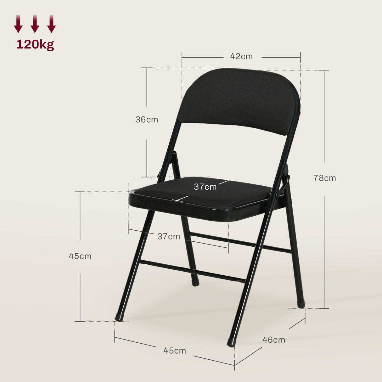 easycomfort easycomfort set di 4 sedie pieghevoli con seduta imbottita in poliestere e struttura in acciaio nero