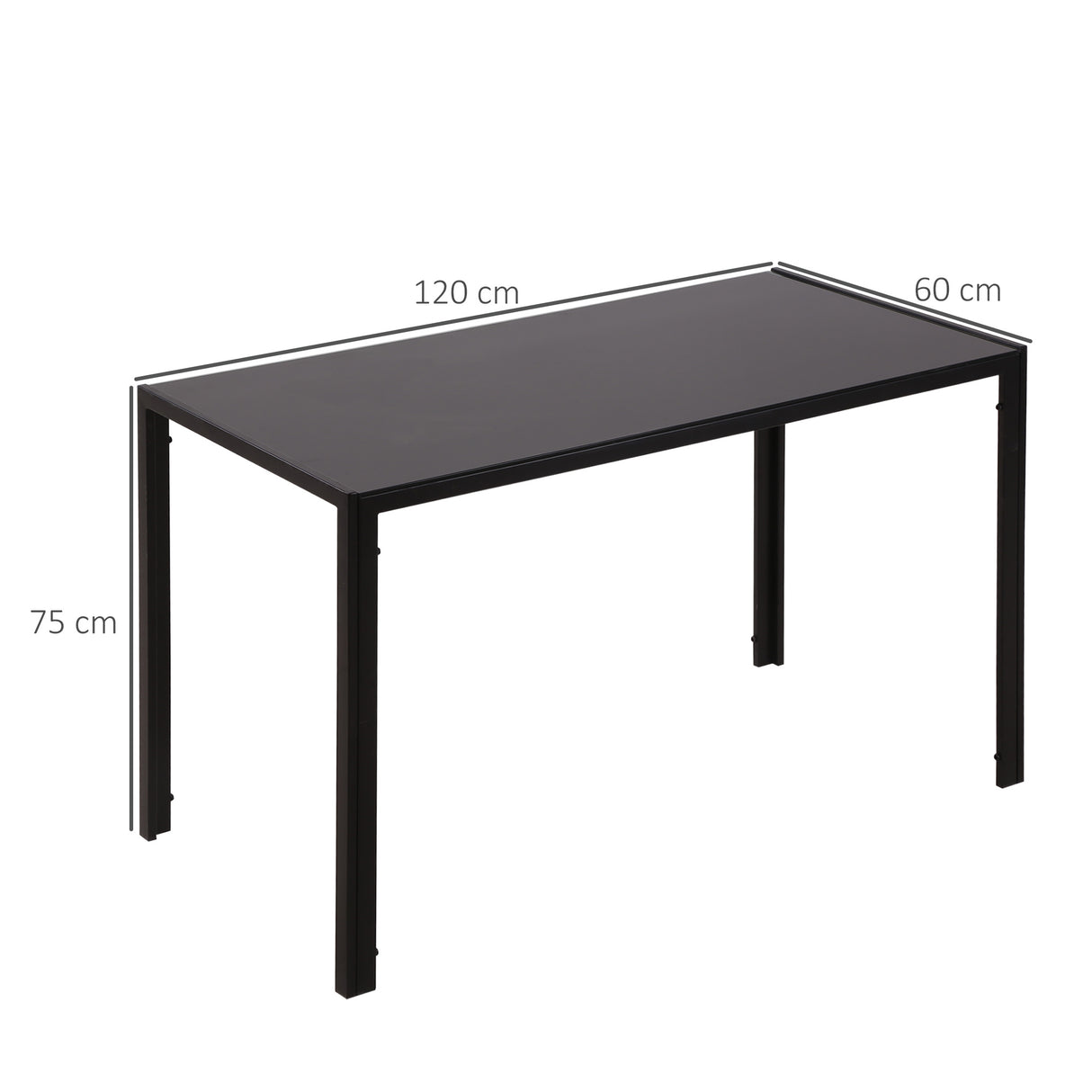 easycomfort easycomfort tavolo da cucina per 4 persone in metallo e vetro temperato 120x60x75 cm nero
