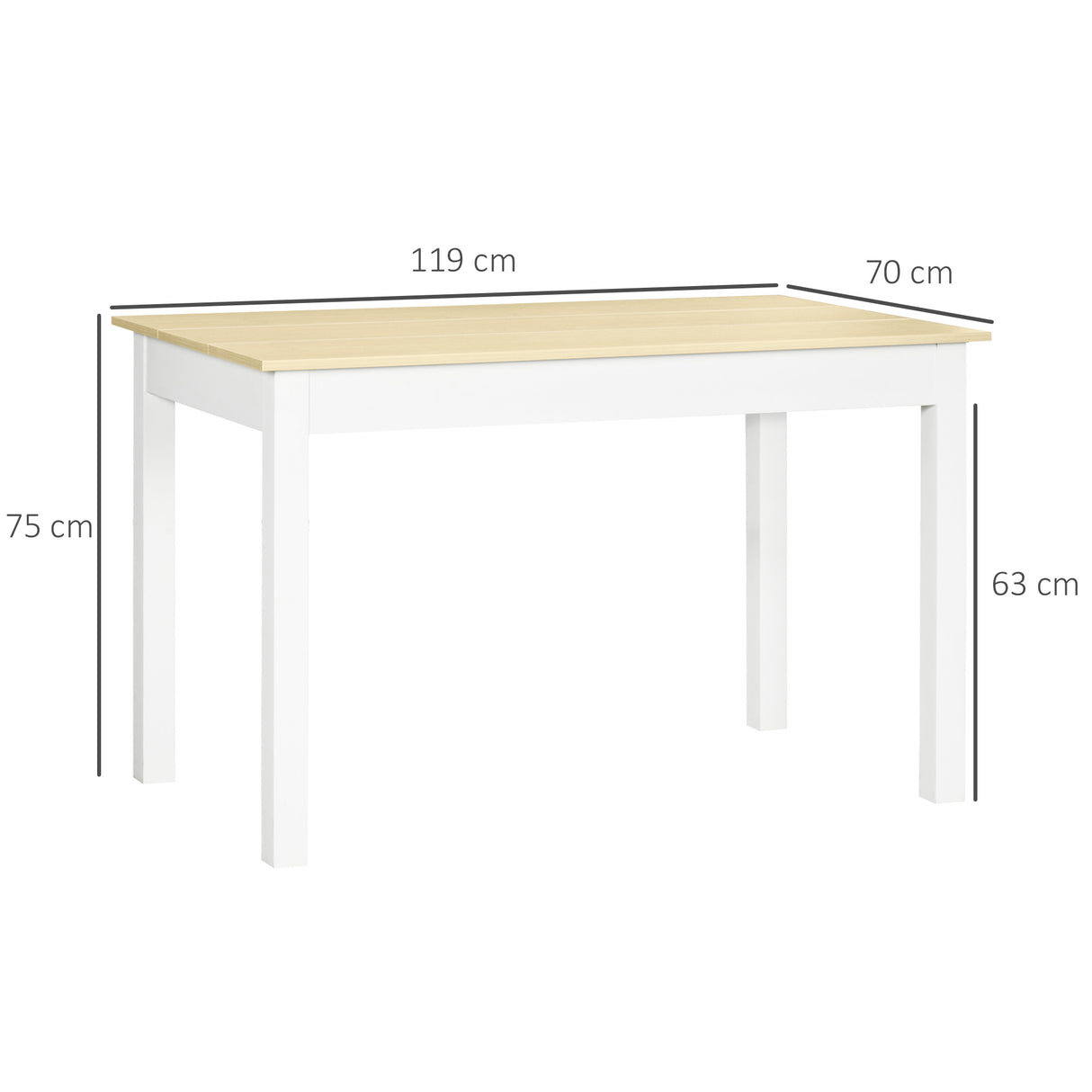 easycomfort easycomfort tavolo da pranzo 4 6 posti design moderno per cucina e soggiorno 119x70x75cm bianco e legno
