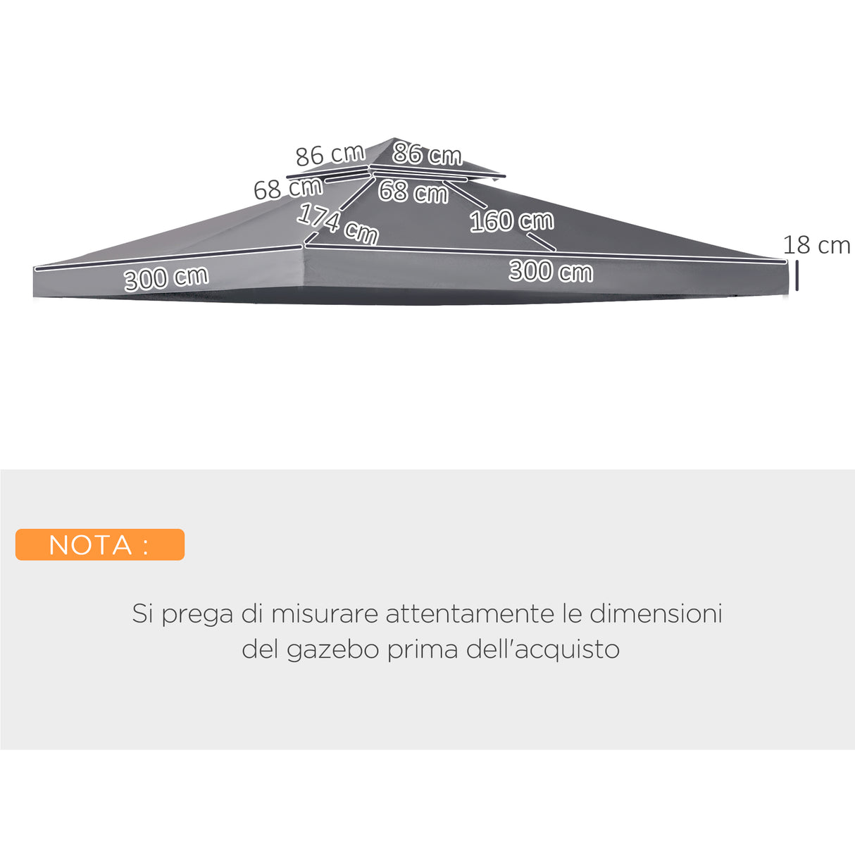 easycomfort easycomfort tetto di ricambio per gazebo 3x3m a 2 livelli e resistente ai raggi uv grigio scuro