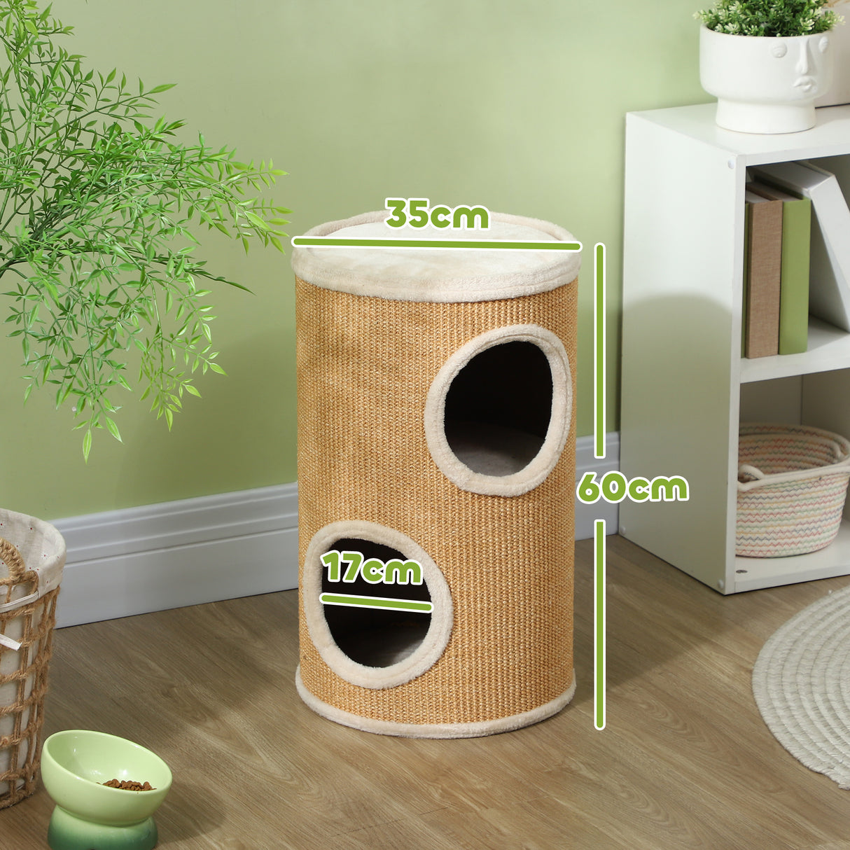 easycomfort easycomfort torre tiragraffi per gatti a 2 livelli in sisal con casette in peluche per 1 2 gatti marrone