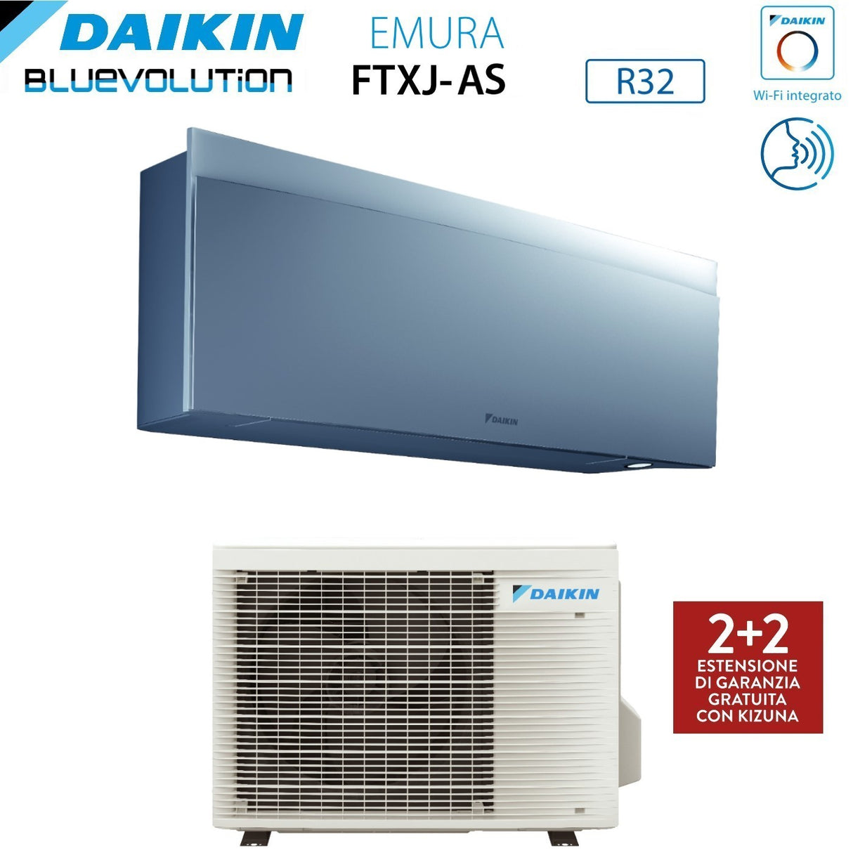 climatizzatore condizionatore daikin bluevolution inverter serie emura silver 9000 btu ftxj25as r 32 wi fi integrato classe a___ garanzia italiana novita