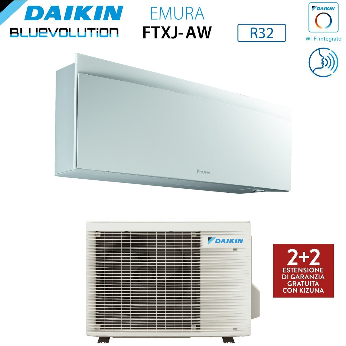 climatizzatore condizionatore daikin bluevolution inverter serie emura white 12000 btu ftxj35aw r 32 wi fi integrato classe a___ garanzia italiana novita