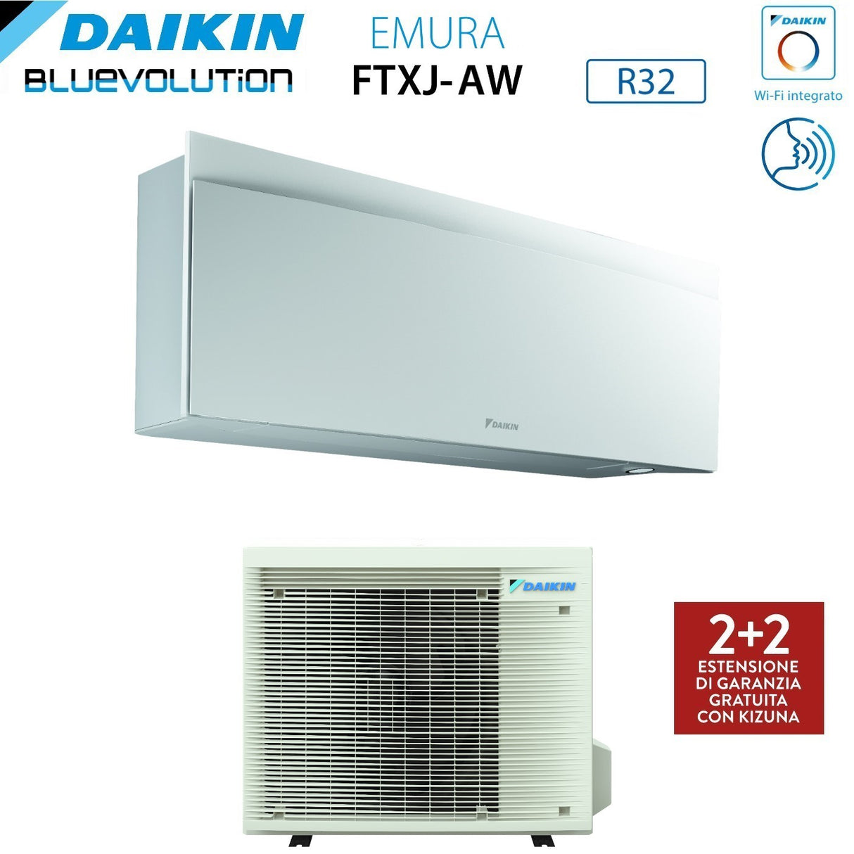 climatizzatore condizionatore daikin bluevolution inverter serie emura white 15000 btu ftxj42aw r 32 wi fi integrato classe a__ garanzia italiana novita