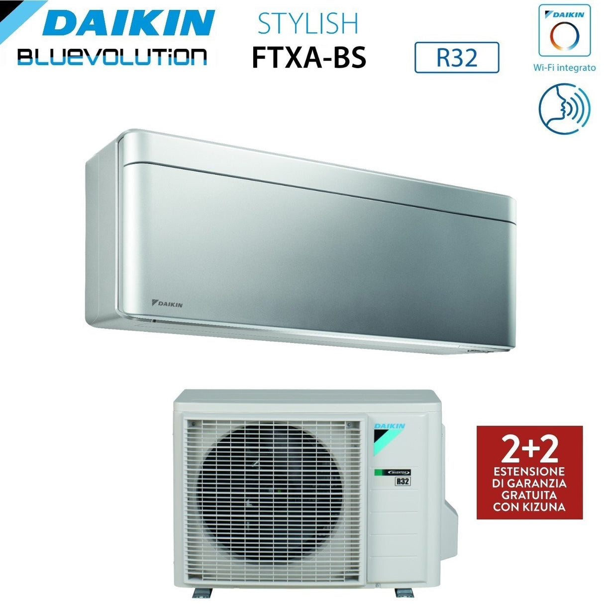 climatizzatore condizionatore daikin bluevolution inverter serie stylish total silver 12000 btu ftxa35bs r 32 wi fi integrato classe a___ colore grigio garanzia italiana