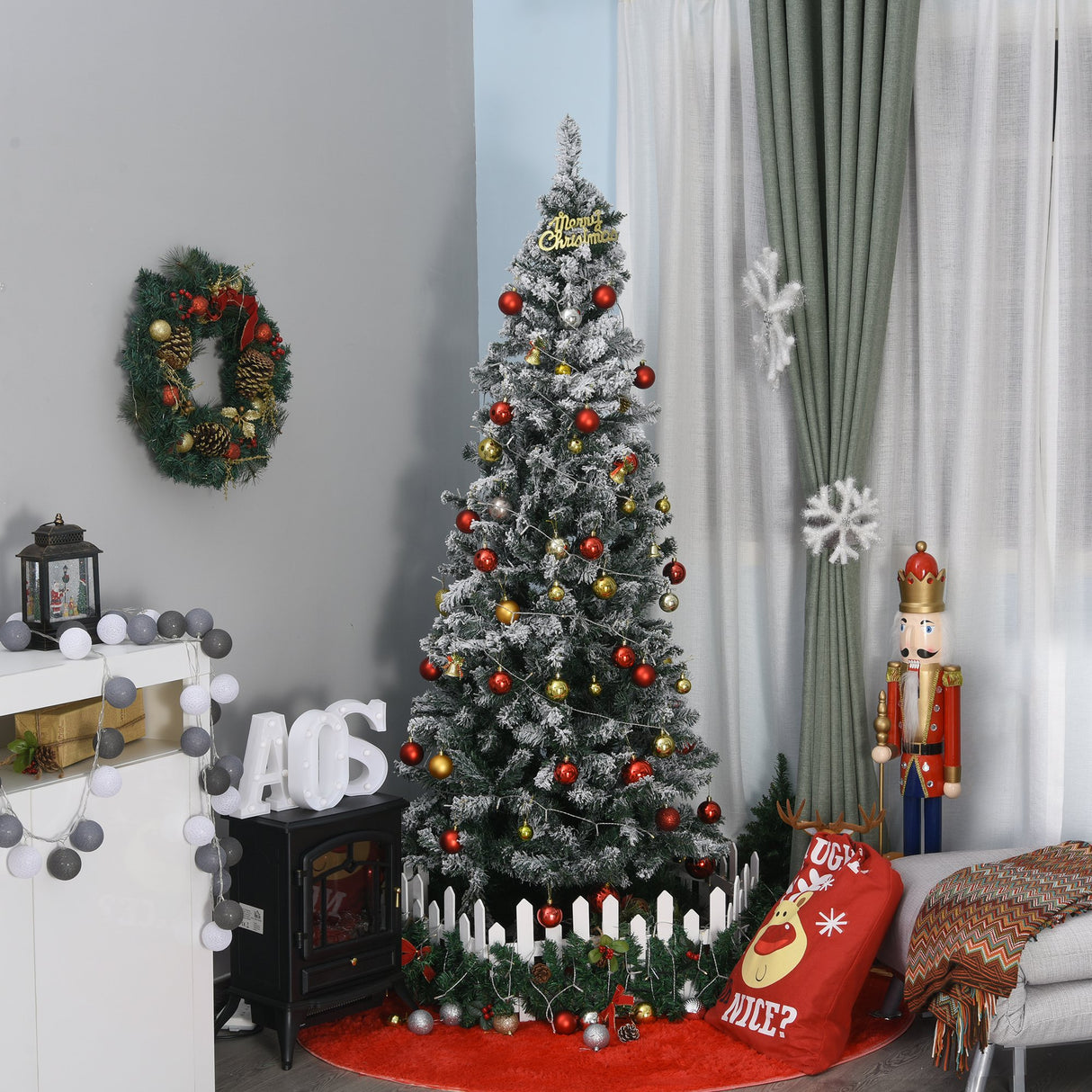 easycomfort easycomfort albero di natale artificiale 210 cm con 631 rami in plastica effetto realistico albero di natale innevato con base in metallo pieghevole decorazioni natalizie verde