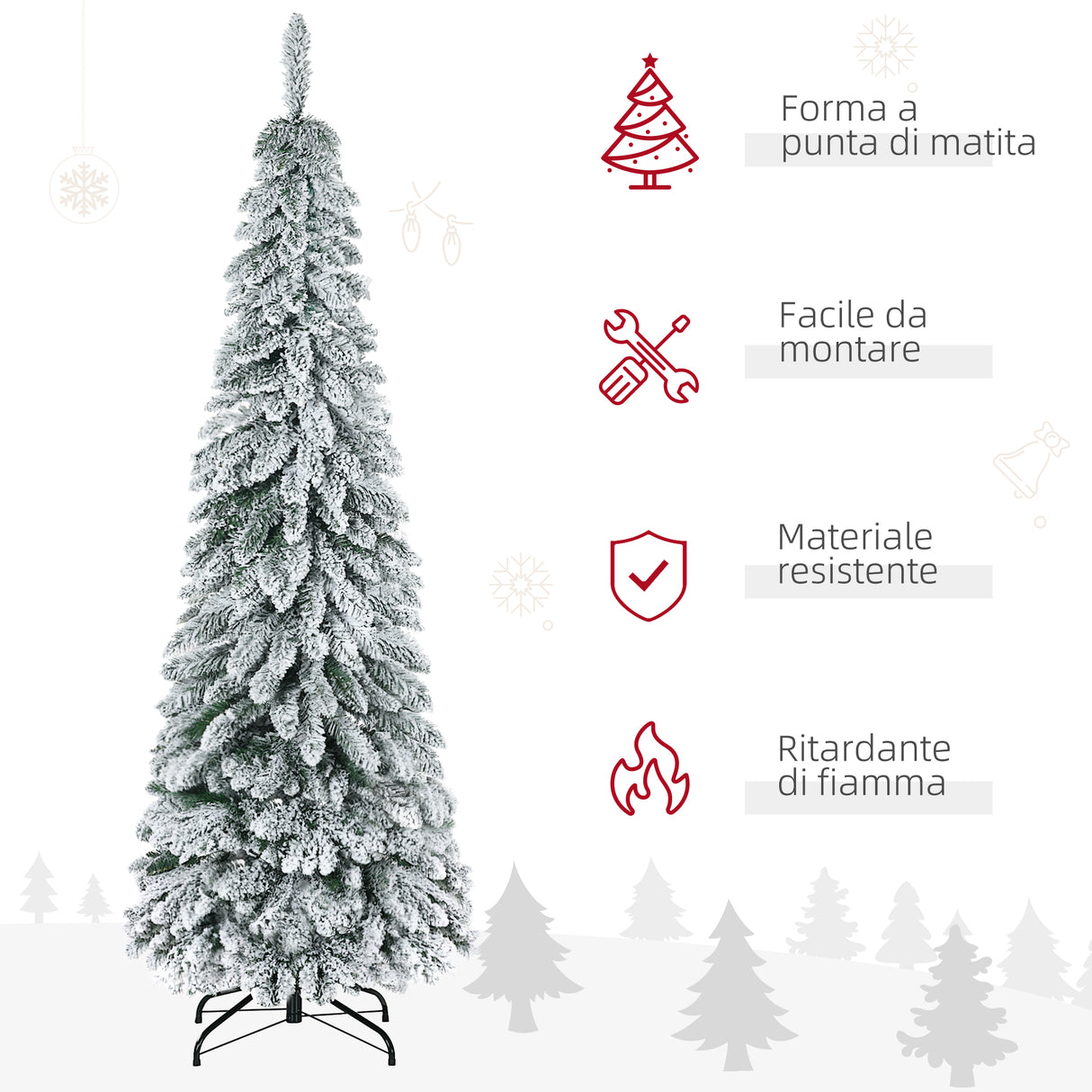 easycomfort easycomfort albero di natale innevato 180cm con 523 rami e base in acciaio per interni
