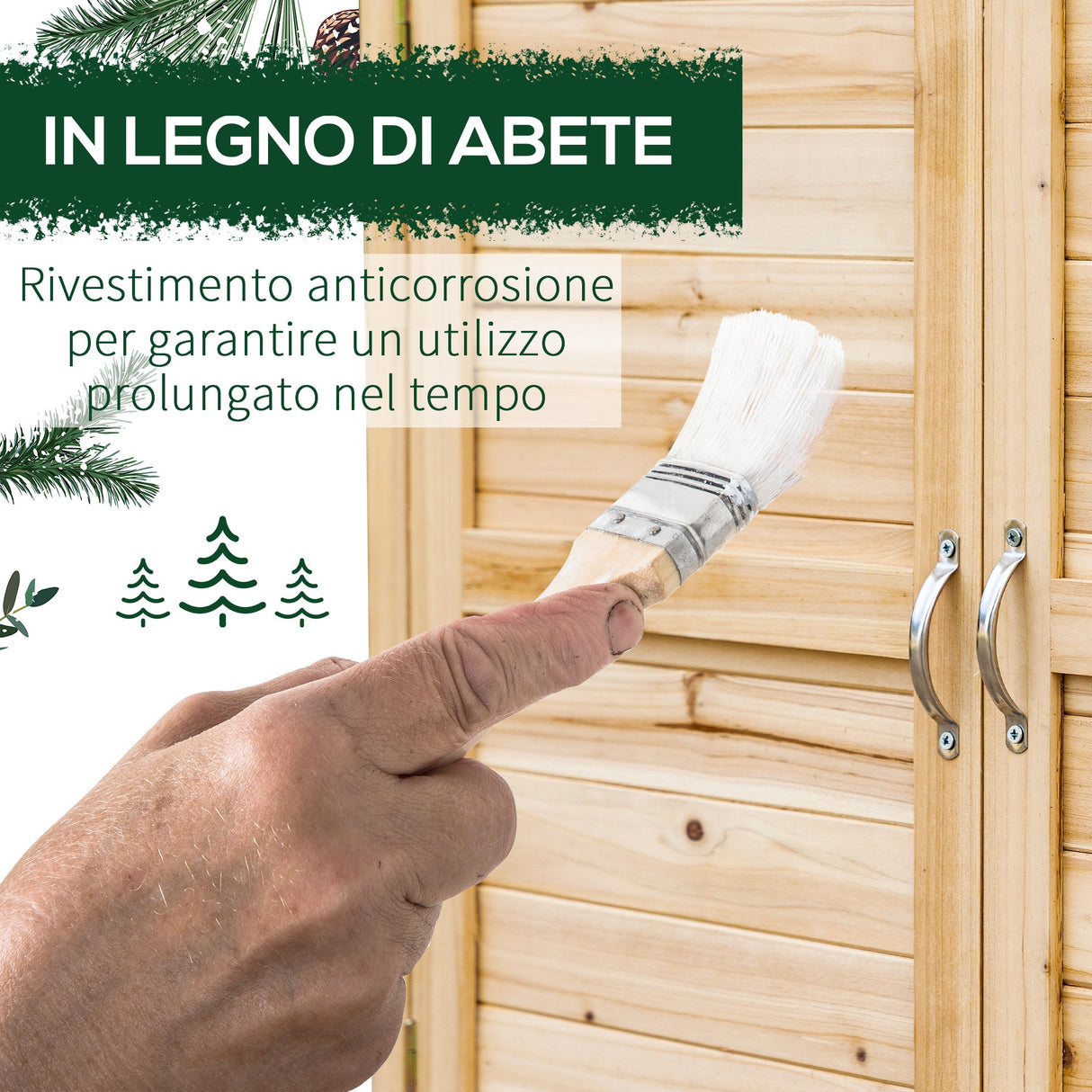 easycomfort easycomfort armadietto da esterno a 2 ripiani in legno di abete con design rialzato e 2 ante 83x40x92 cm