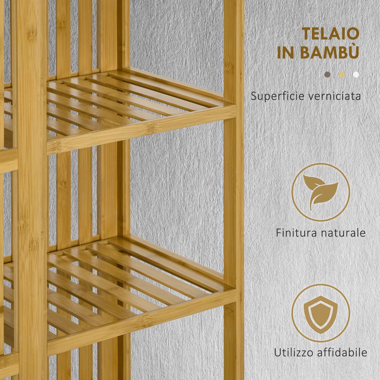 easycomfort easycomfort armadio aperto in bambu con 2 ante scorrevoli ripiani aperti e barra appendiabiti 145x35x165cm