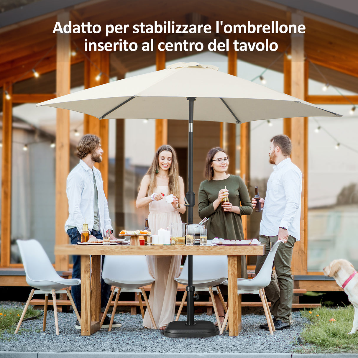 easycomfort easycomfort base per ombrellone da giardino in plastica e cemento da 11kg 36x36x31cm nero