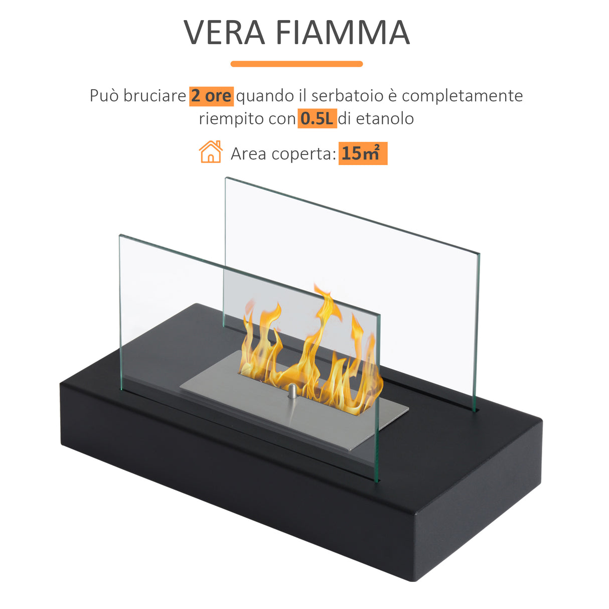 easycomfort easycomfort camino a bioetanolo da tavolo 830 w bruciatori senza residui inodore in acciaio inox con vetro 35x18x21 cm nero ean 8054111843300