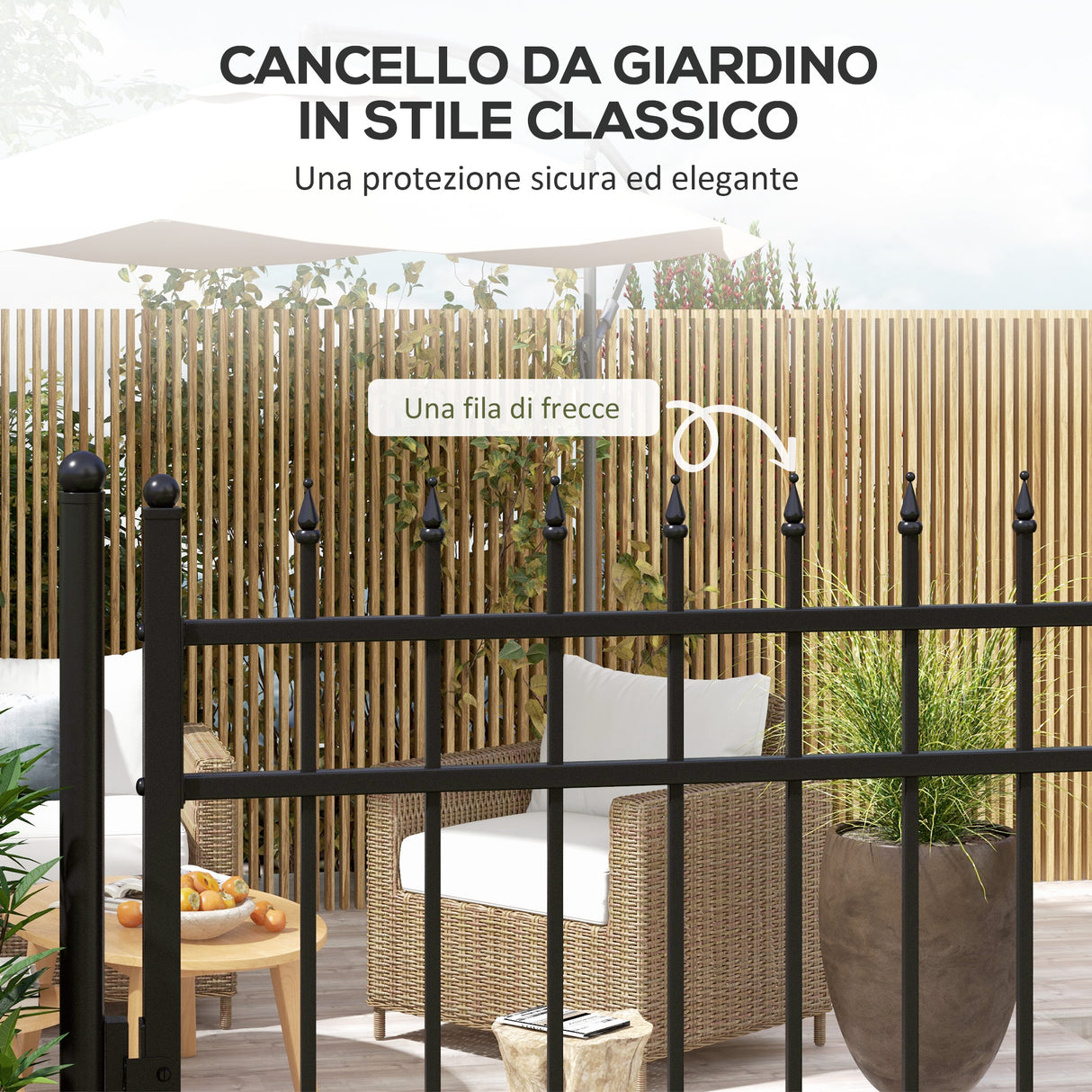 easycomfort easycomfort cancelletto di sicurezza con serratura 3 chiavi e 2 paletti in acciaio zincato 107x204 cm nero