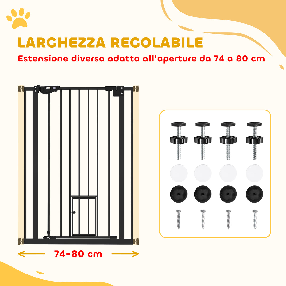 easycomfort easycomfort cancellino per cani regolabile alto con porta piccola e chiusura automatica 74 80x104cm nero