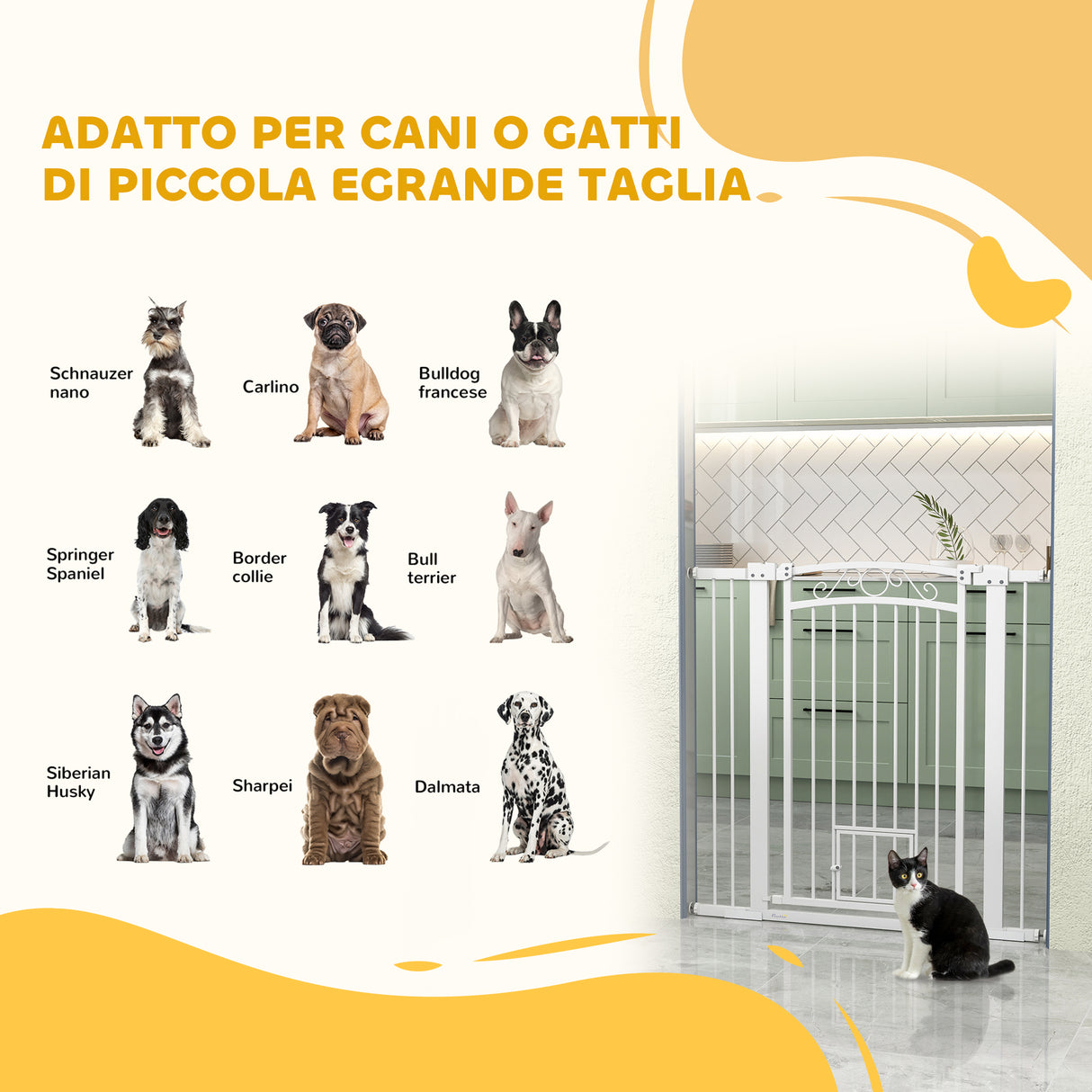 easycomfort easycomfort cancellino per cani regolabile con estensioni e porta per gatti 76 104x106cm bianco