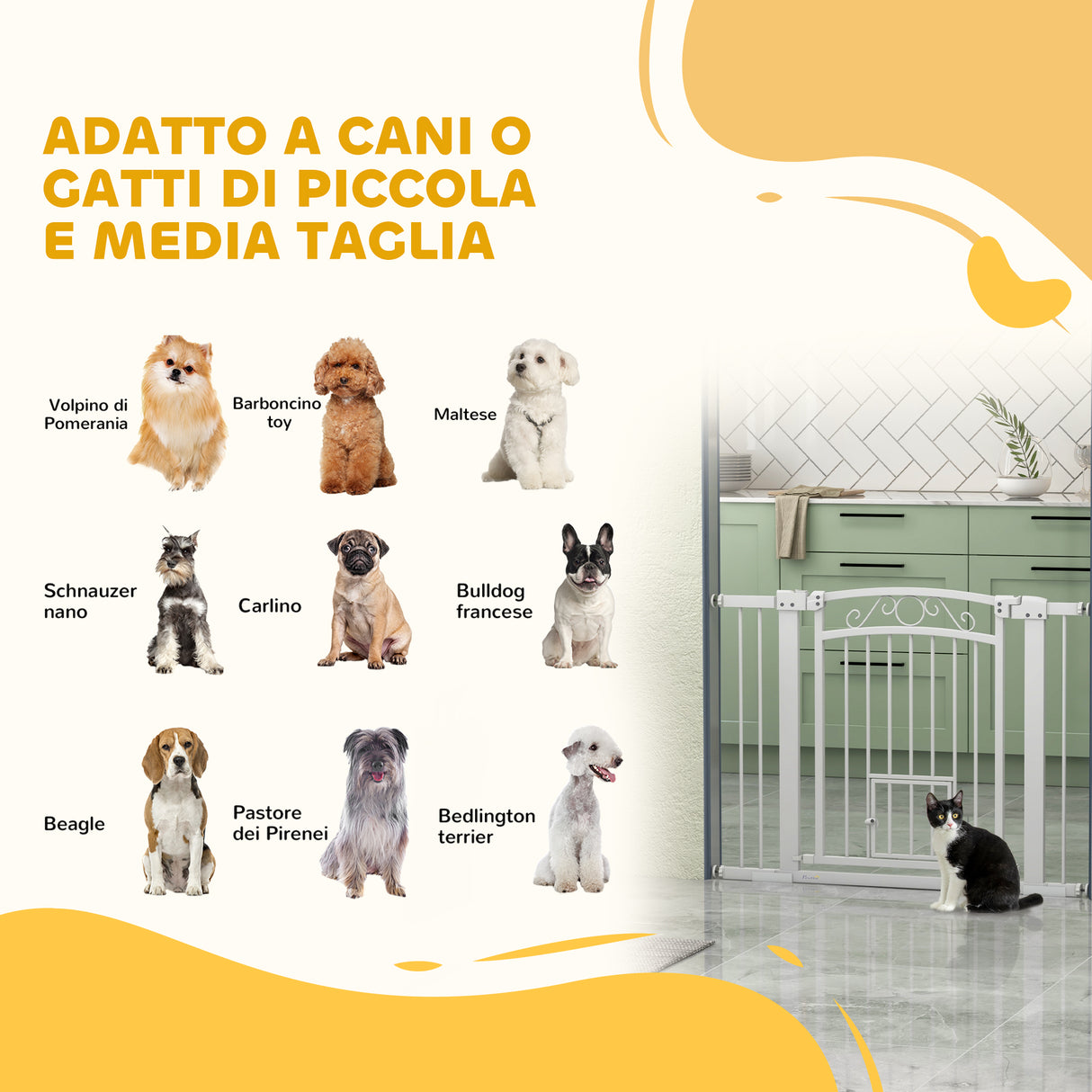 easycomfort easycomfort cancellino per cani regolabile con estensioni porta per gatti e apertura a una mano 76 104x77cm bianco