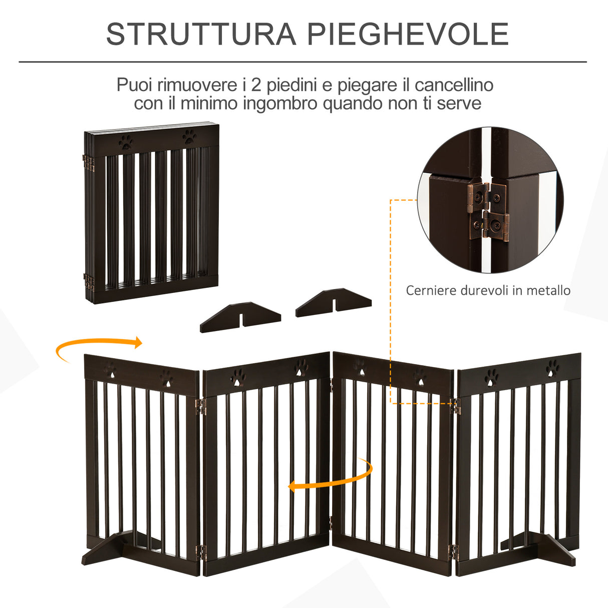 easycomfort easycomfort cancellino per cani taglia piccola pieghevole in legno di pino 204x30x61 cm marrone