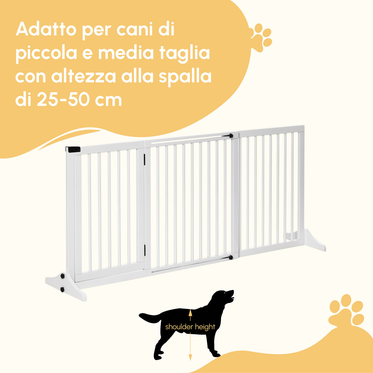 easycomfort easycomfort cancellino per cani taglia regolabile a 3 pannelli in legno di pino 113 166x36x71 cm bianco