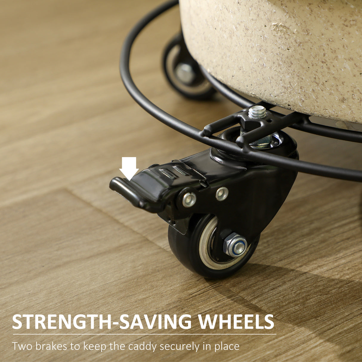 easycomfort easycomfort carrello sottovaso con ruote 30cm in metallo con ruote girevoli e freno nero