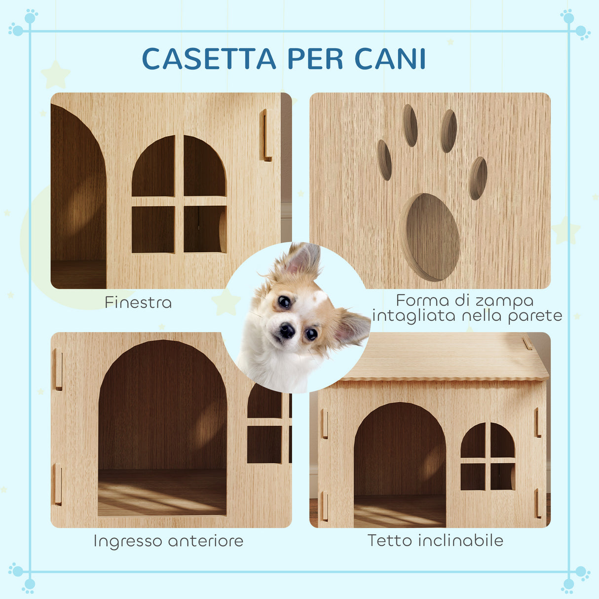 easycomfort easycomfort casetta per cani da interni con finestrella e ingresso anteriore in legno 49 5x41x51 cm color rovere