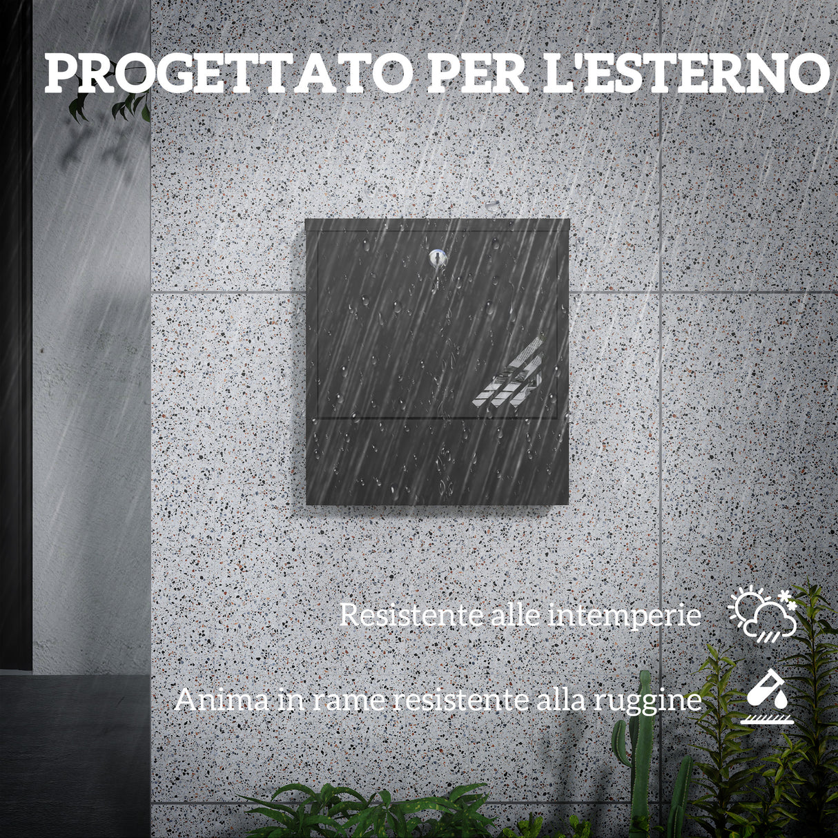 easycomfort easycomfort cassetta postale a muro in metallo con finestrella e serratura 30x8 5x32 5 cm grigio carbone