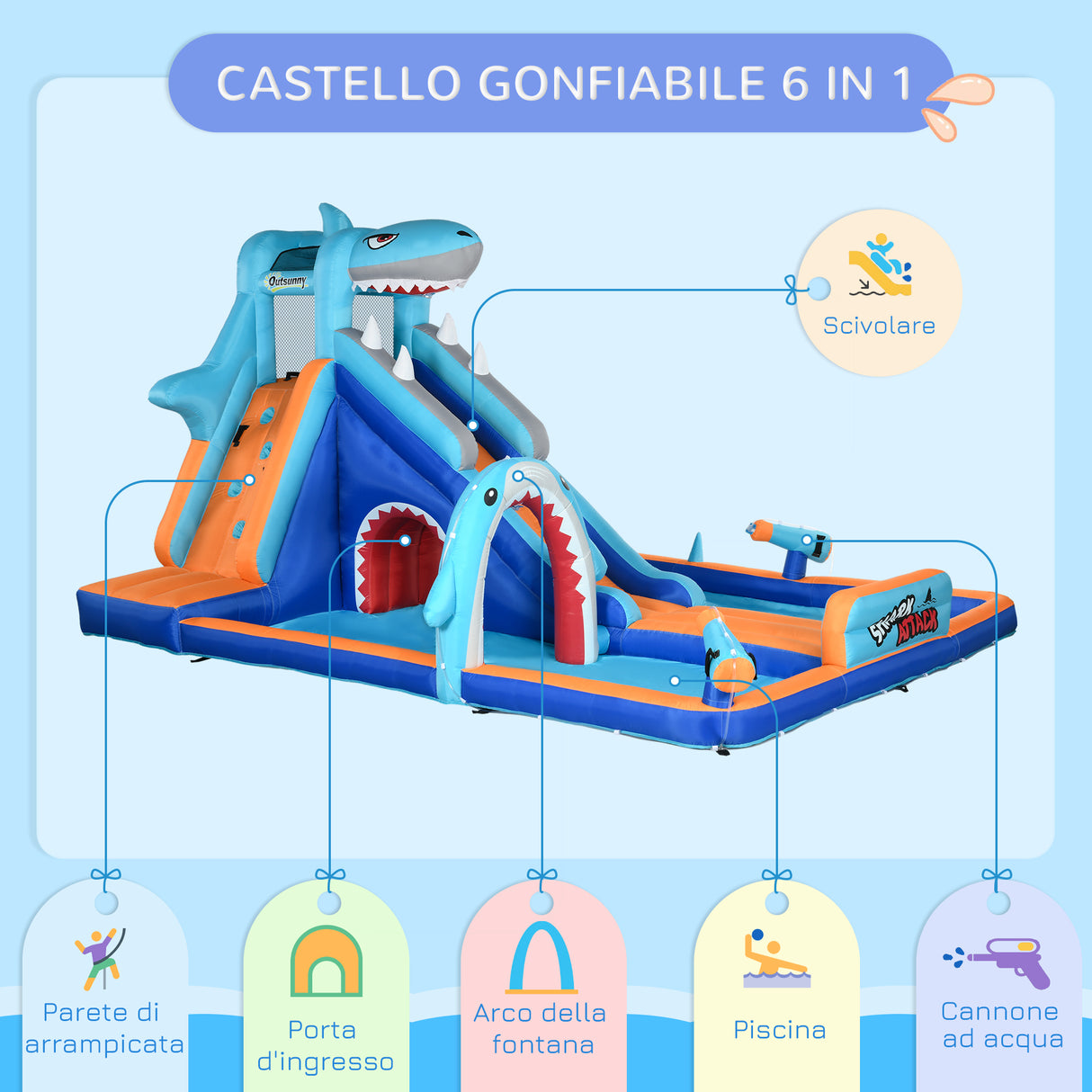 easycomfort easycomfort castello gonfiabile per bambini 3 8 anni con gonfiatore scivolo piscina e parete da arrampicata