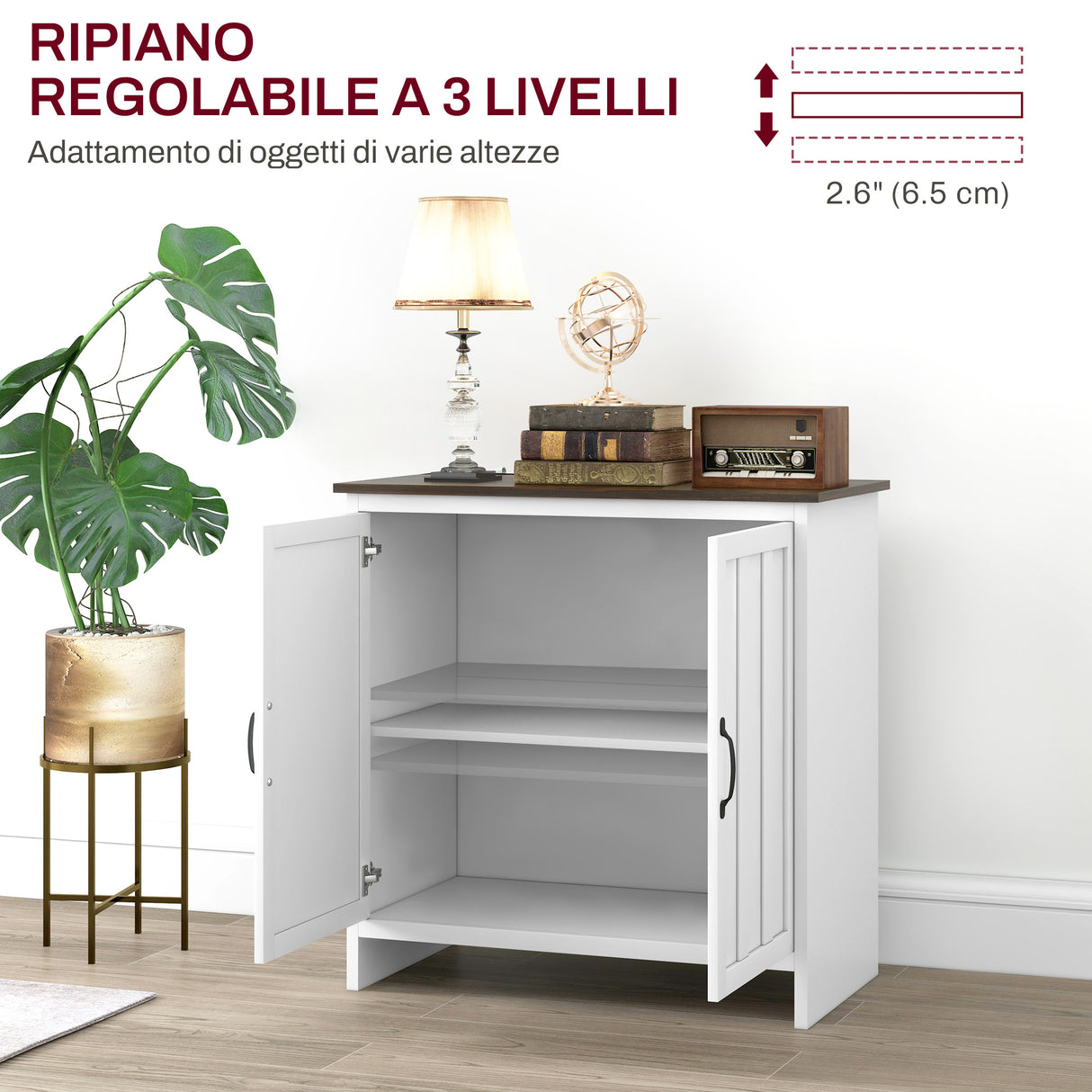easycomfort easycomfort credenza cucina moderna a 2 ante con ripiano regolabile in legno 80x39 7x80cm bianco