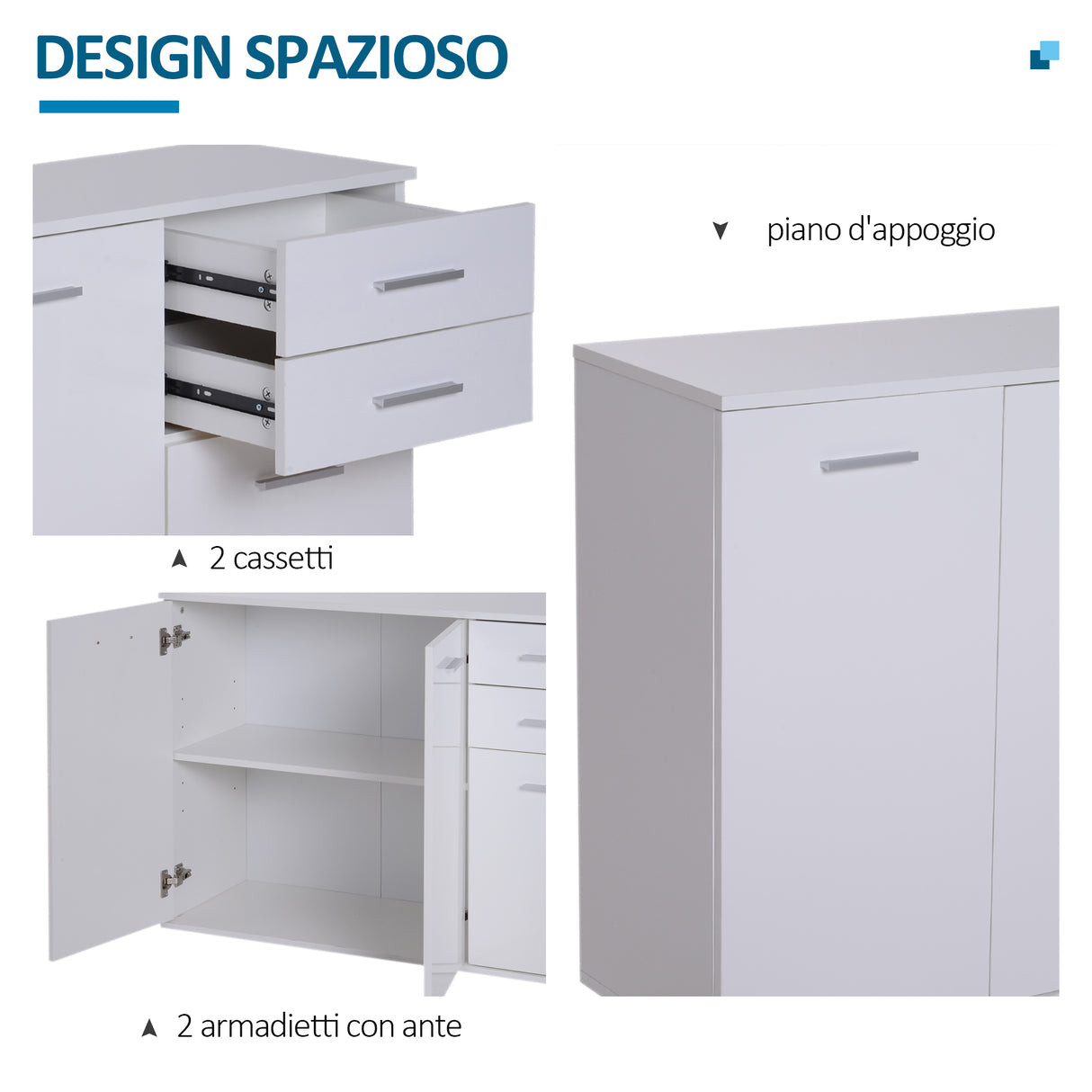 easycomfort easycomfort credenza soggiorno con 3 armadietti e 2 cassetti madia soggiorno moderna salvaspazio con ripiano regolabile in legno 106x35x76 cm bianco ean 8054111847575