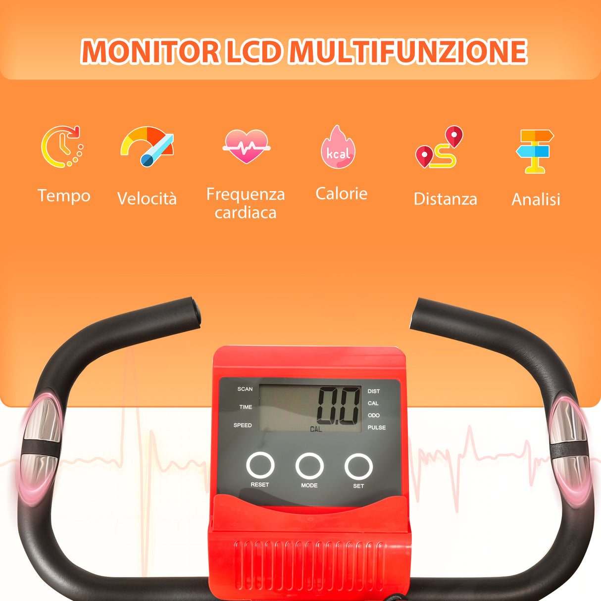 easycomfort easycomfort cyclette pieghevole 2 in 1 resistenza magnetica regolabile 8 livelli bici da fitness con sensore di frequenza cardiaca elastici per braccia schermo lcd rosso