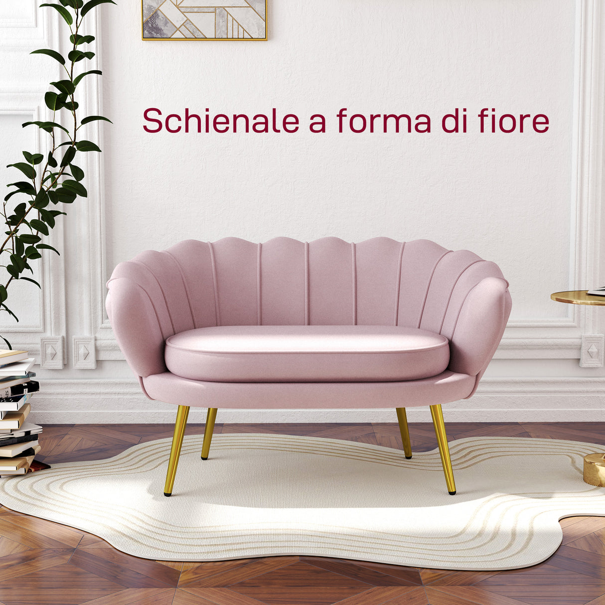 easycomfort easycomfort divanetto 2 posti in stile industrial chic in tessuto effetto velluto e metallo 130x77x77 cm rosa