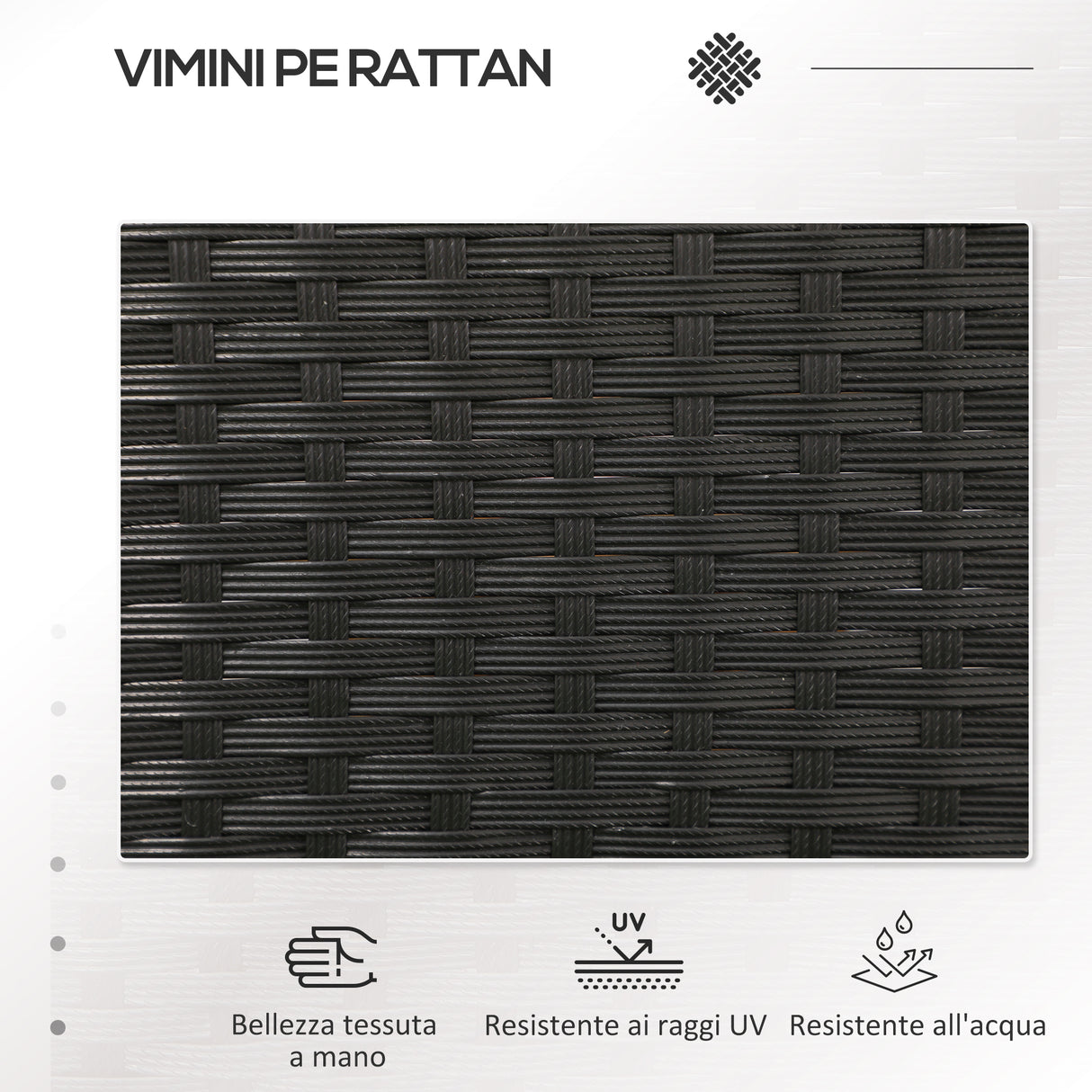 easycomfort easycomfort divanetto per esterni 2 posti con tavolino da caffe in acciaio e rattan pe 137x59x82 cm nero