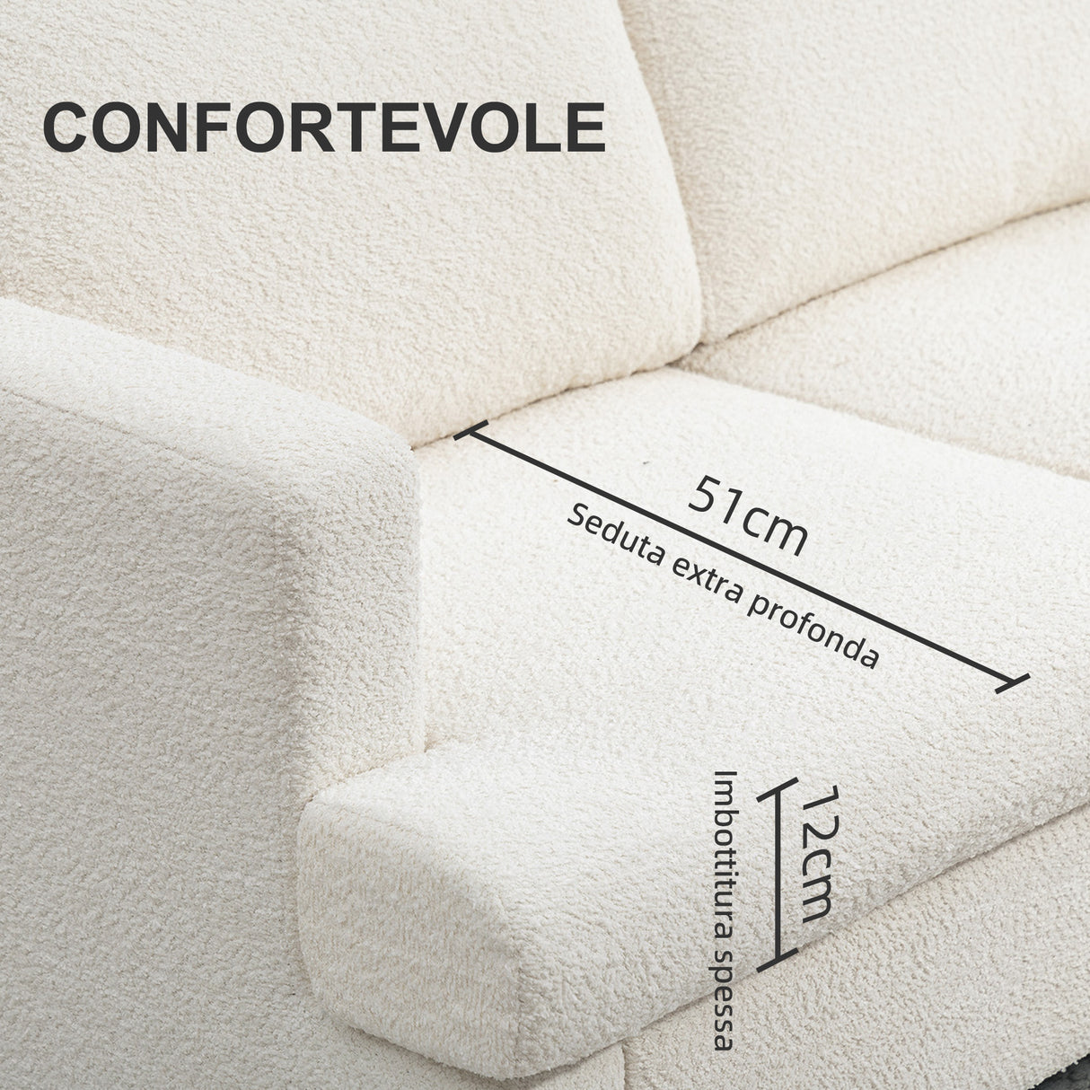 easycomfort easycomfort divano 2 posti moderno in ciniglia con cuscini rimovibili e lavabili 138x70x80 cm bianco crema