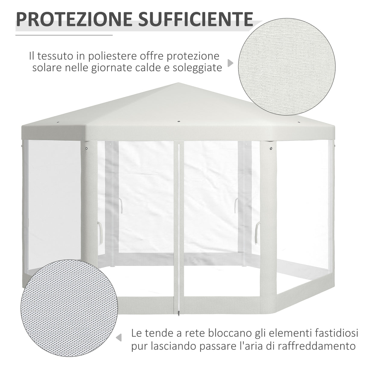 easycomfort easycomfort gazebo da giardino esagonale con doppio ingresso in metallo e poliestere 3 94x3 94x2 5 m crema