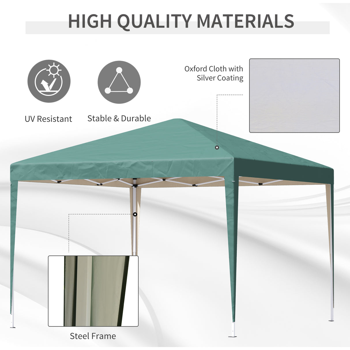 easycomfort easycomfort gazebo struttura in acciaio pieghevole rivestimento tessuto oxford verde 3x3m