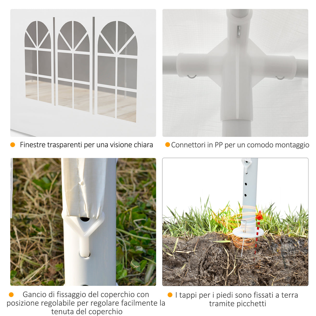 easycomfort easycomfort gazebo tendone per feste 6x3m con pareti laterali rimovibili porte e finestre bianco