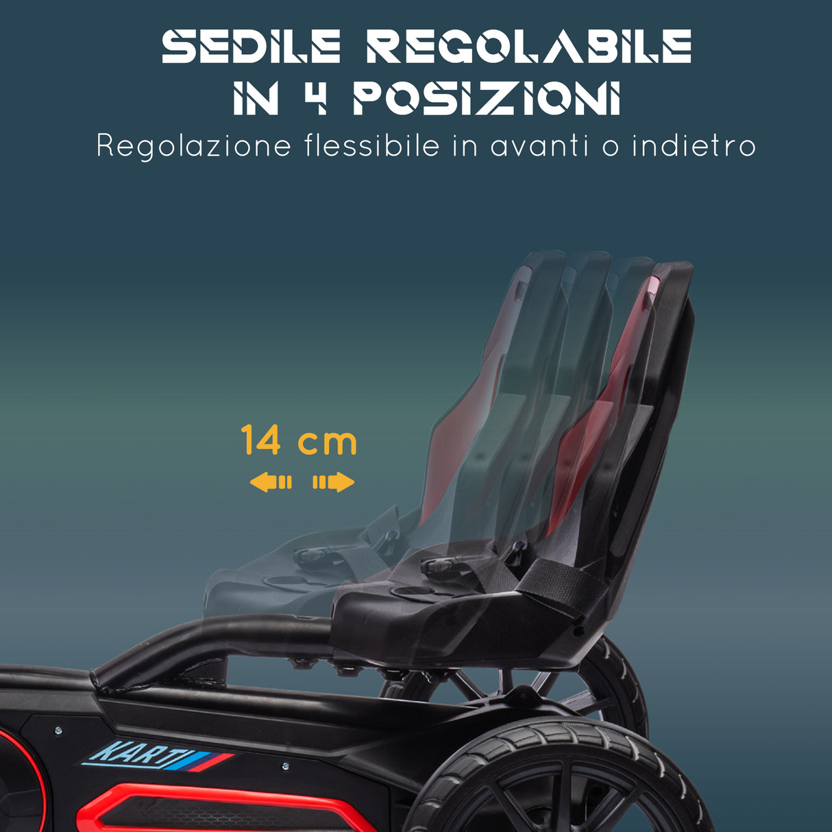 easycomfort easycomfort go kart a pedali per bambini 3 8 anni con sedile regolabile e ruote in eva 100x58x58 5 cm rosso nero