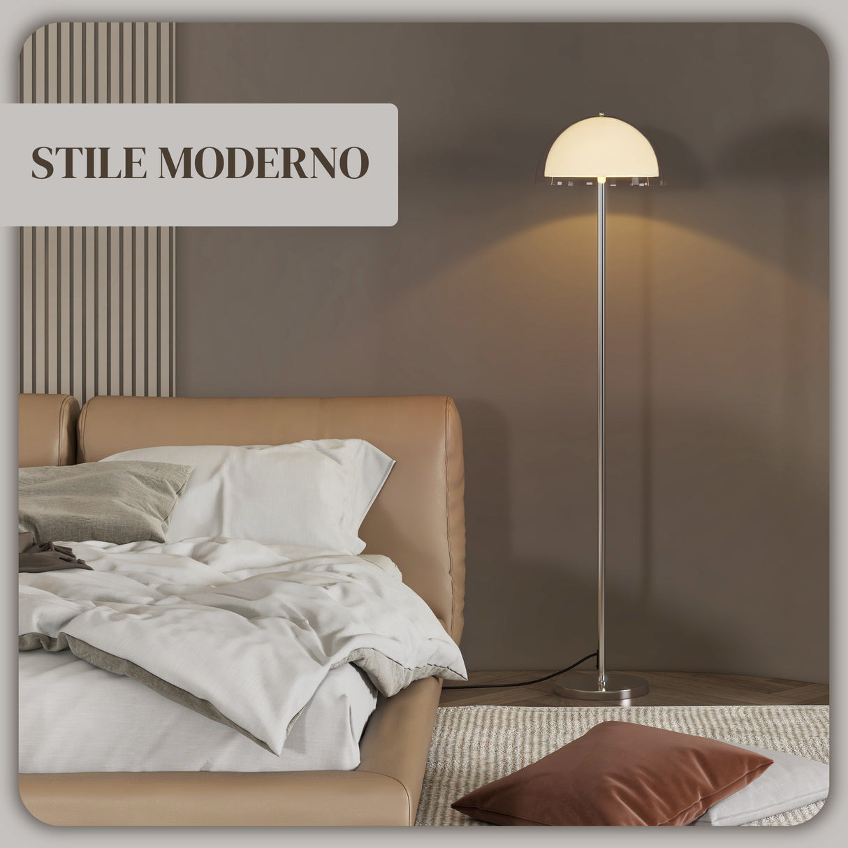 easycomfort easycomfort lampada a piantana moderna con paralume a doppio strato in metallo e acrilico 35x150 cm bianca