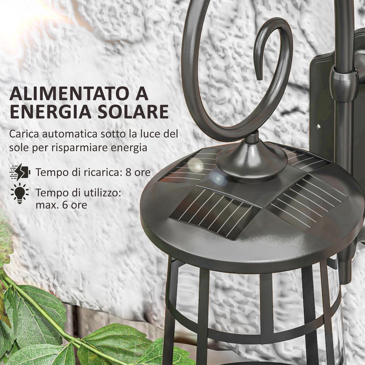 easycomfort easycomfort lampada da giardino con pannello solare impermeabile ip44 e accensione automatica nero
