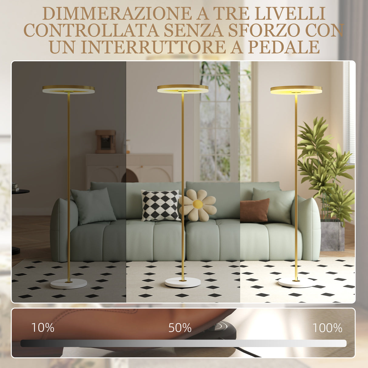 easycomfort easycomfort lampada da terra moderna con luce dimmerabile con interruttore a pedale e 3 luminosita oro