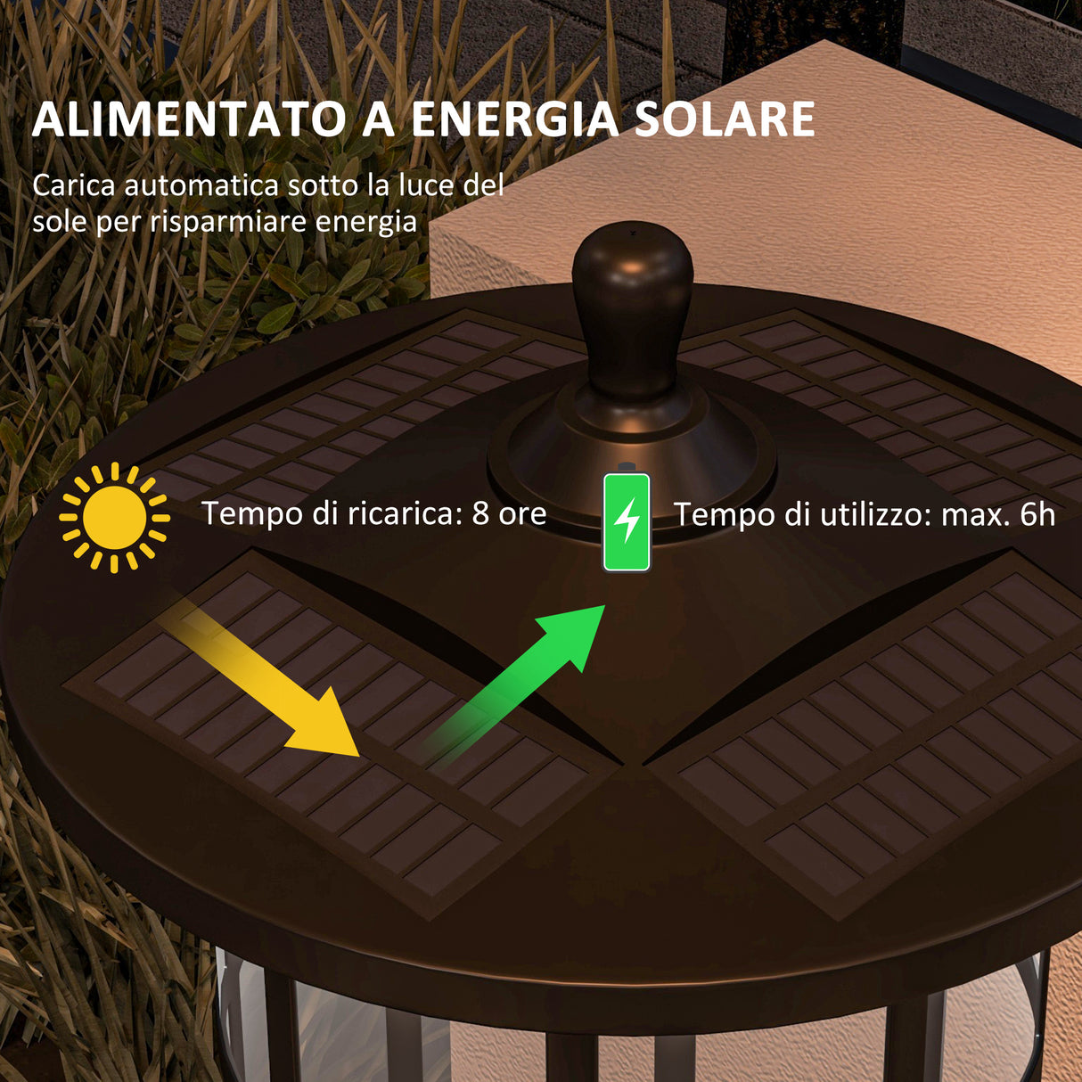 easycomfort easycomfort lampione solare da giardino alto 184cm con luce led bianco freddo e ip44 nero