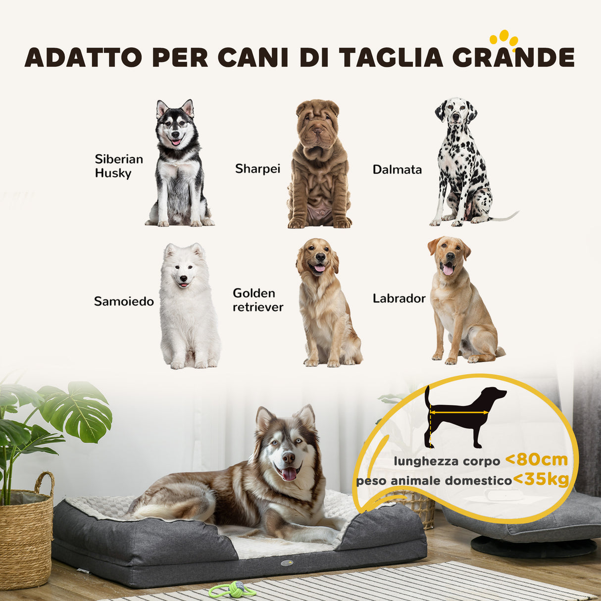 easycomfort easycomfort lettino per cani taglia grande imbottito con cuscino rimovibile lavabile 120x80x22cm grigio carbone