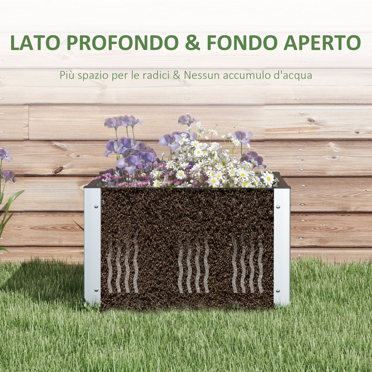 easycomfort easycomfort letto per orto rialzato con fondo aperto e profili in alluminio 60x60x30cm grigio scuro