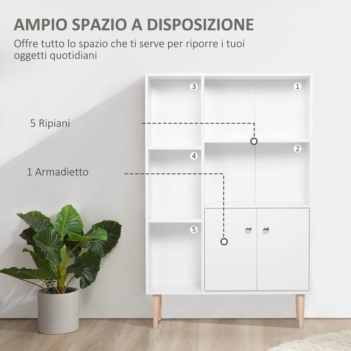 easycomfort easycomfort mobiletto libreria con piedini in legno di pino bianco 80x23 5x123cm ean 8054144130347