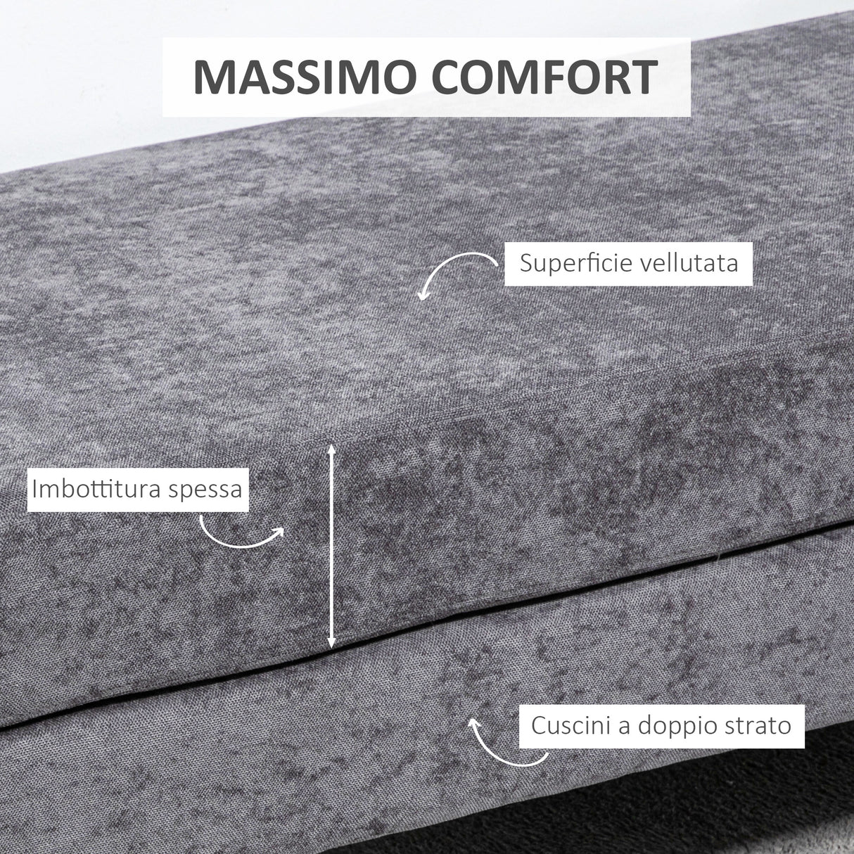 easycomfort easycomfort panca fondo letto a 2 strati in tessuto effetto velluto e acciaio 121x50 5x46 5 cm grigio scuro e oro