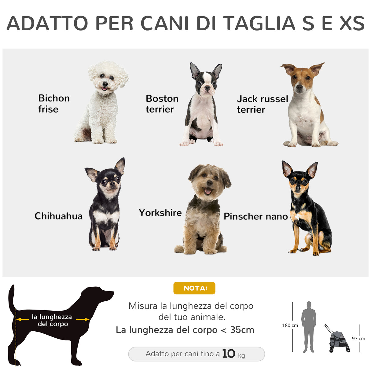 easycomfort easycomfort passeggino per cani pieghevole con tettuccio regolabile borsa e 2 guinzagli 82x47x97 cm grigio e nero