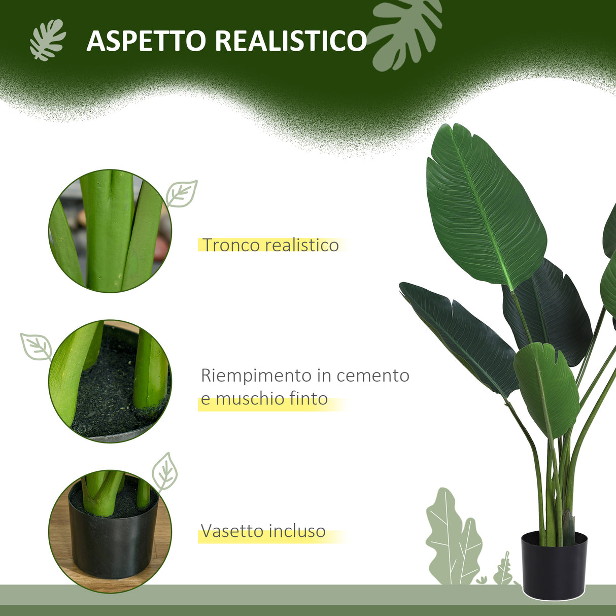 easycomfort easycomfort pianta artificiale uccello del paradiso alta 120cm con vaso per interni ed esterni